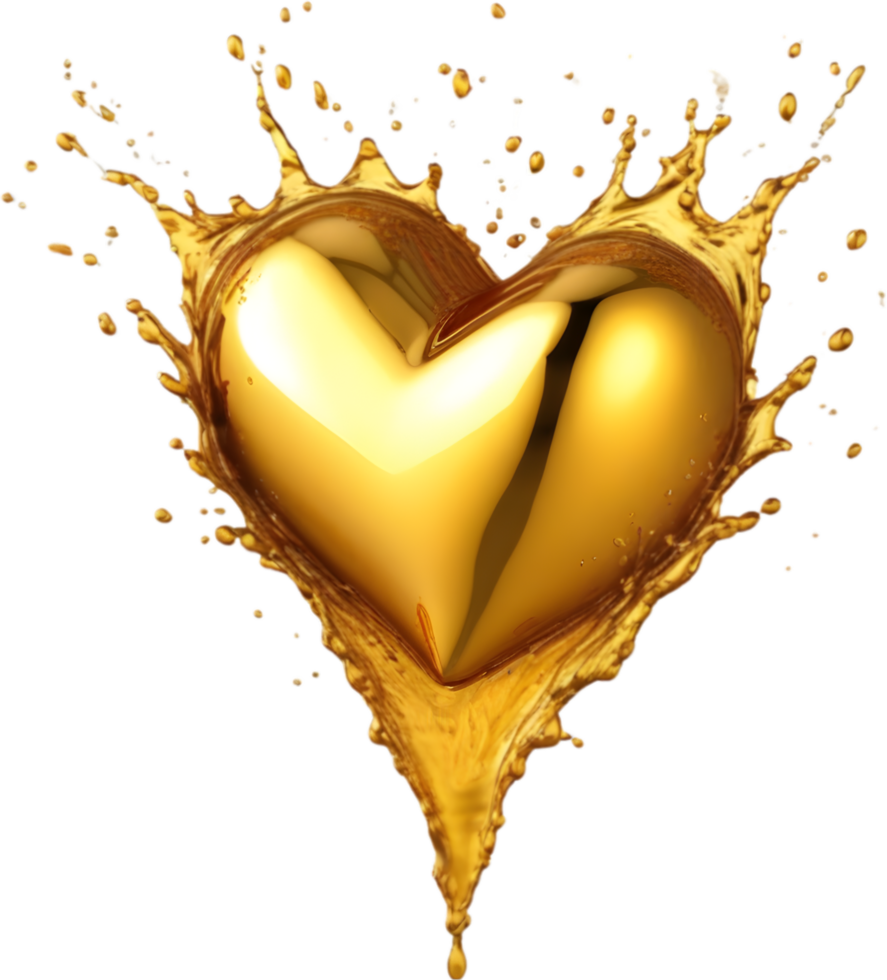 Liquid splashes in the shape of a heart. AI-Generated. png