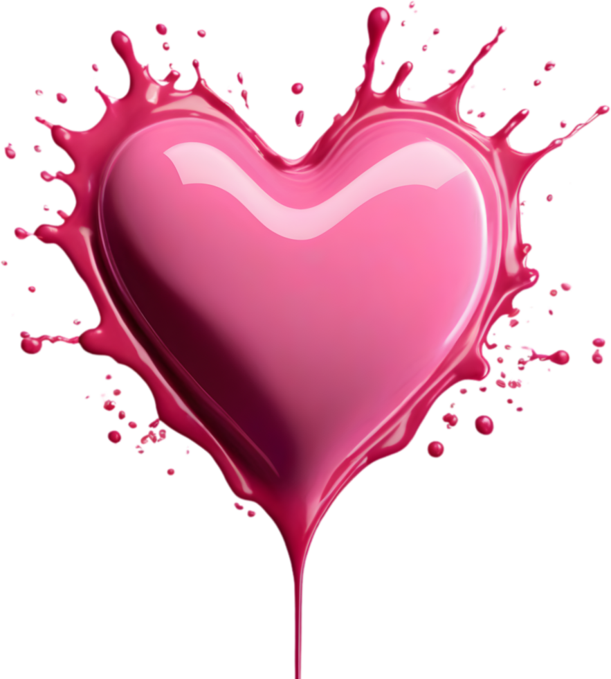 Liquid splashes in the shape of a heart. AI-Generated. png