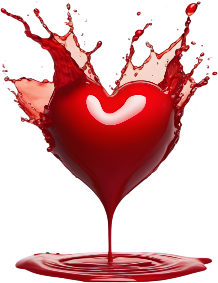 Liquid splashes in the shape of a heart. AI-Generated. png