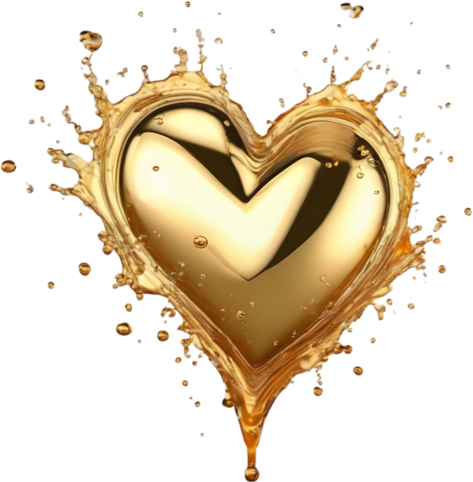 Liquid splashes in the shape of a heart. AI-Generated. png