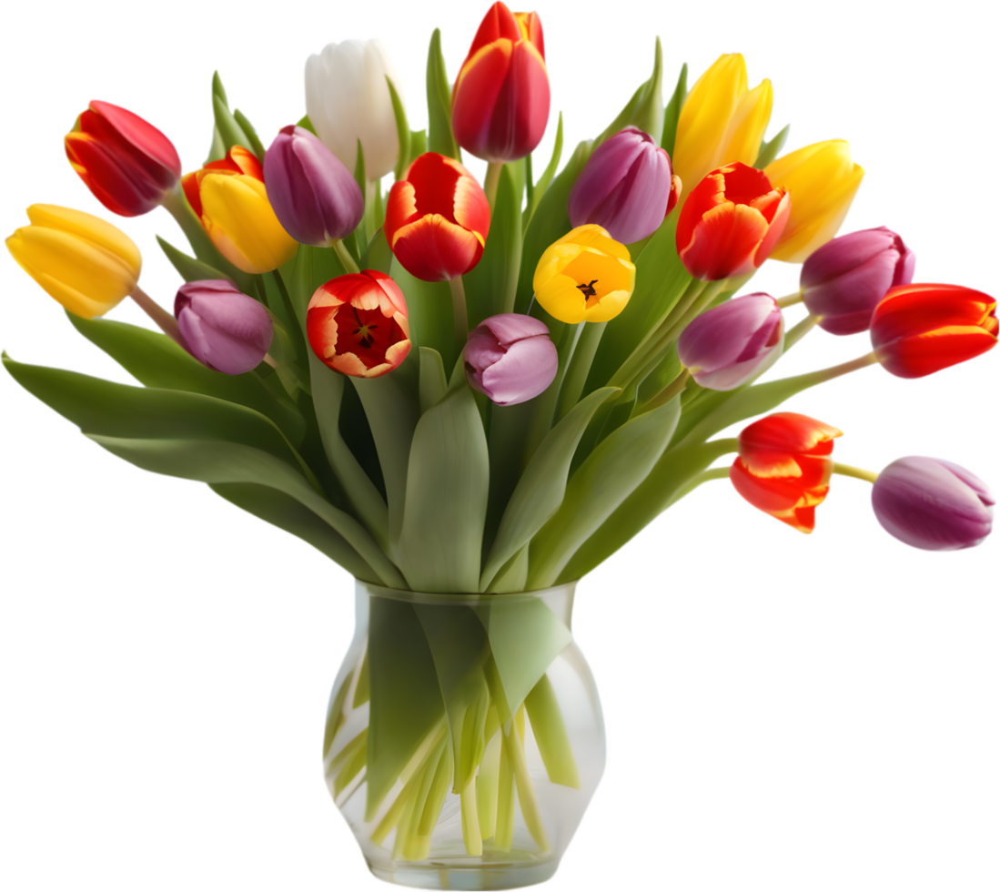 A close-up painting of tulips. AI-Generated. png