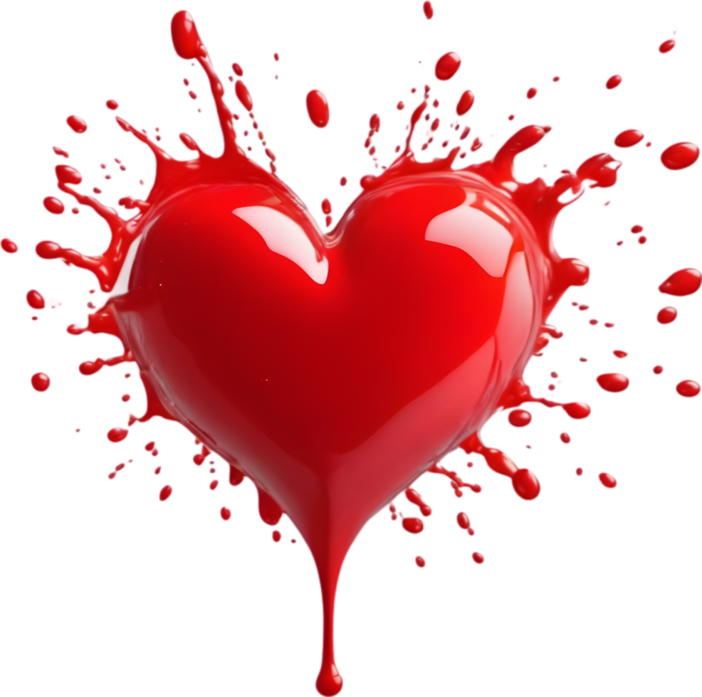 Liquid splashes in the shape of a heart. AI-Generated. png