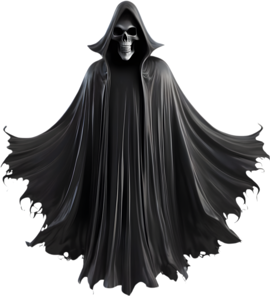 A terrifying black ghost king floated in the air. AI-Generated. png