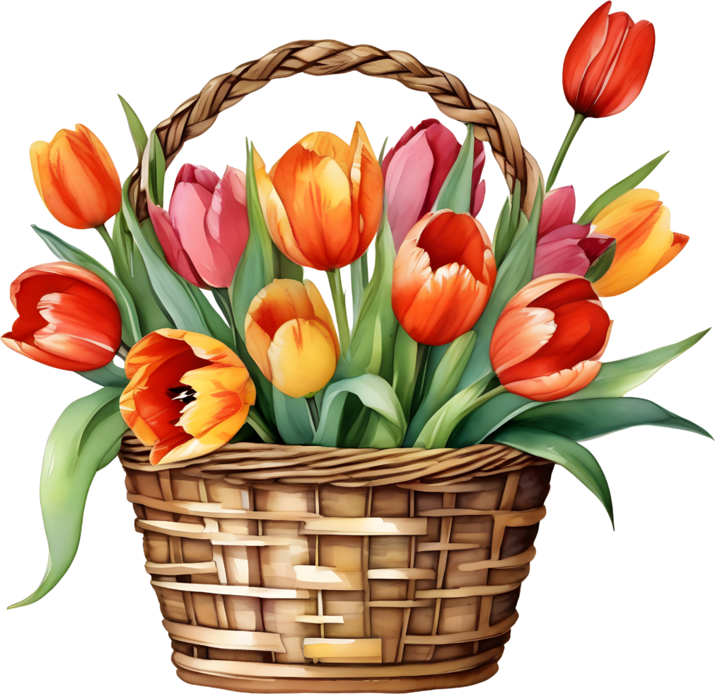 A close-up painting of tulips. AI-Generated. png