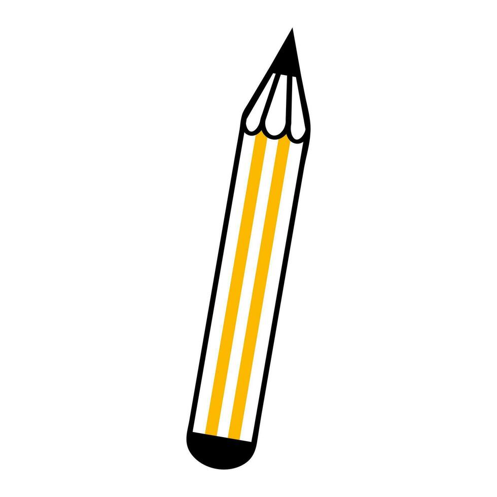 Pencil linear icon with yellow stripes. Symbol of study and education. vector
