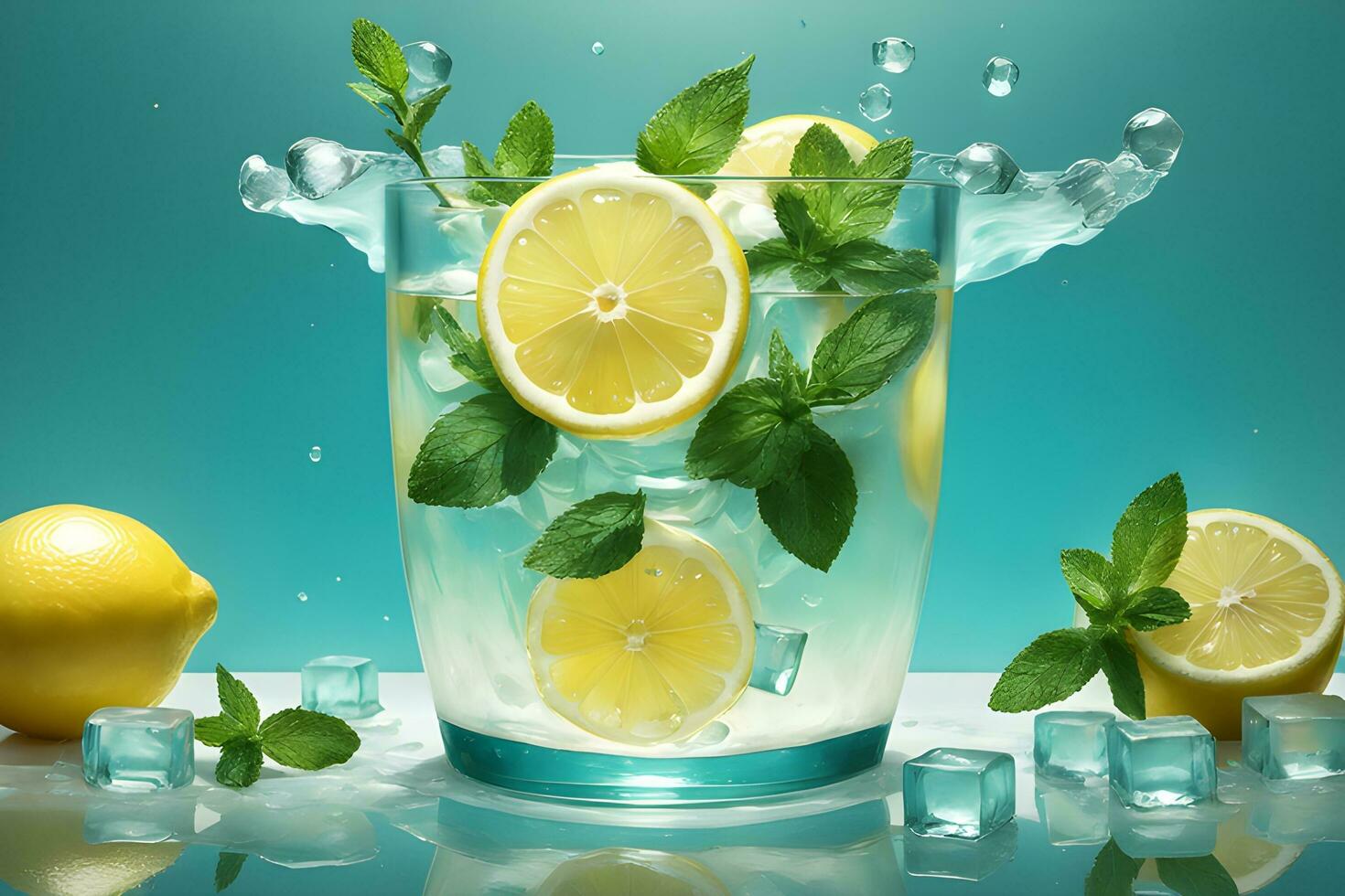 Fresh Lemonade Wallpaper Ai Generative photo