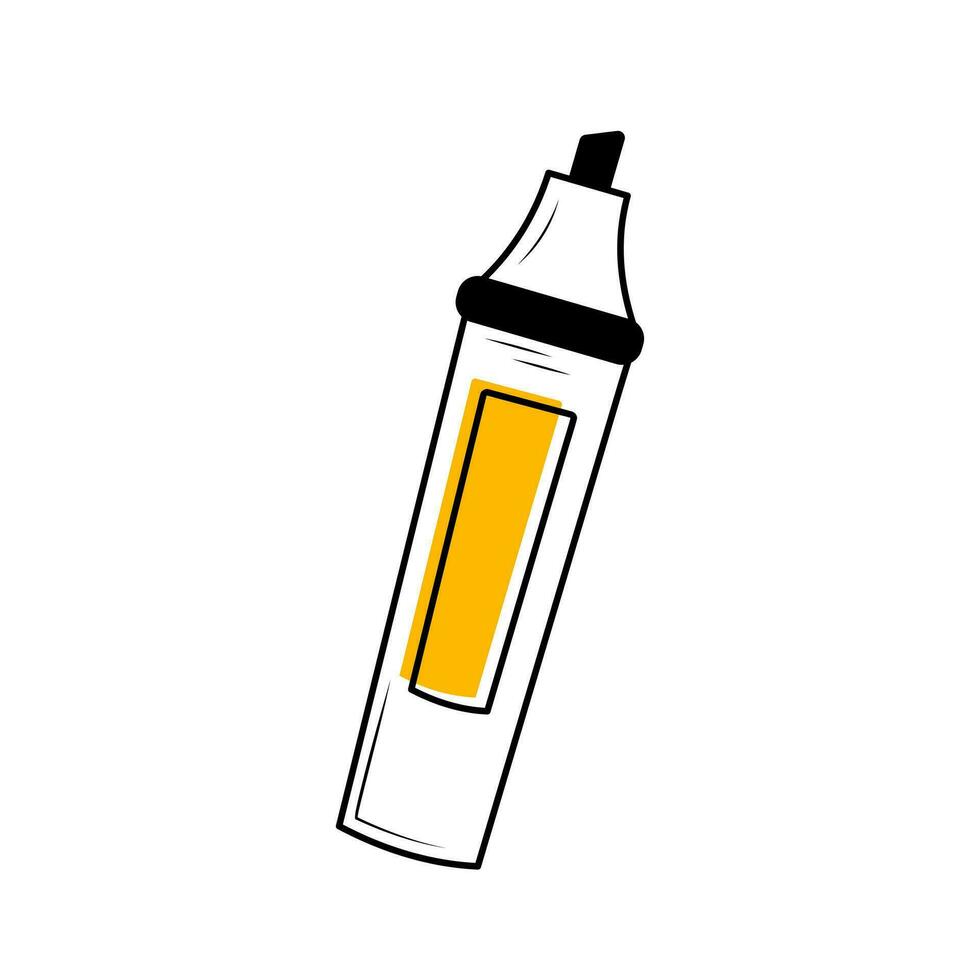 Marker linear icon with yellow label. Felt-tip pen. Symbol of study and education. vector