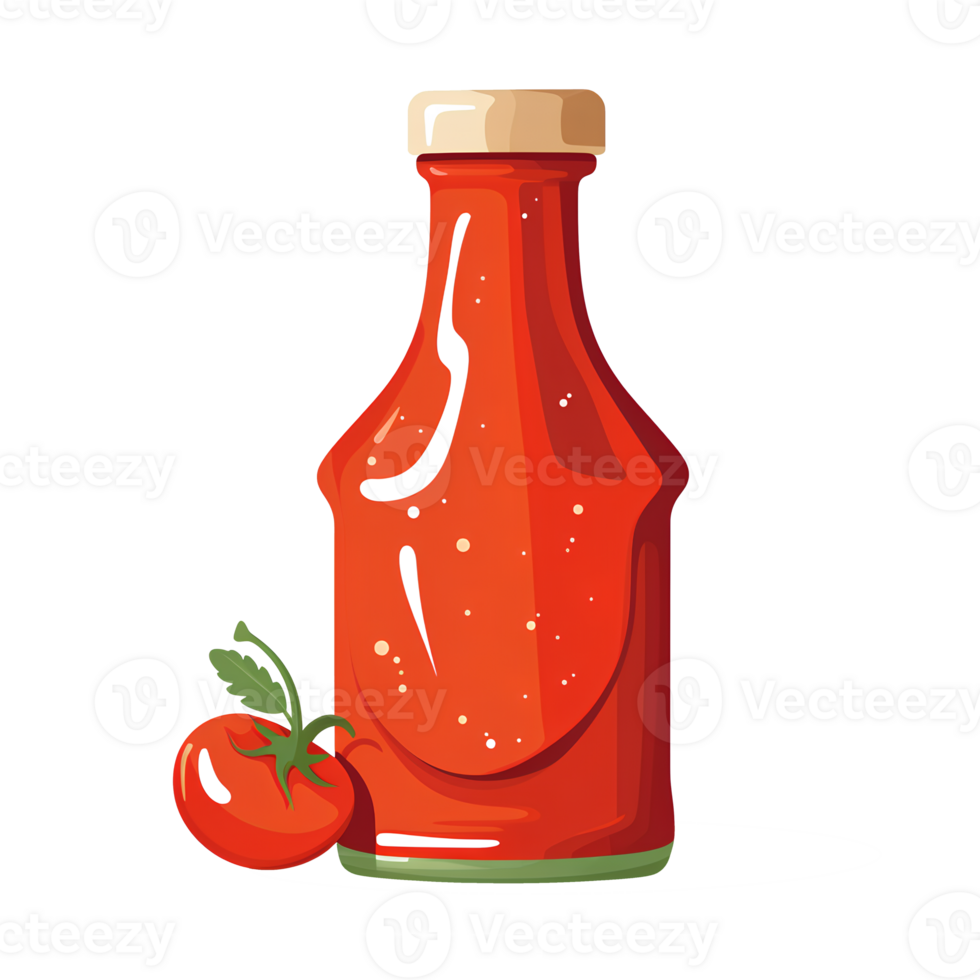 ketchup bottle with tomato sauce on transparent background AI Generative png