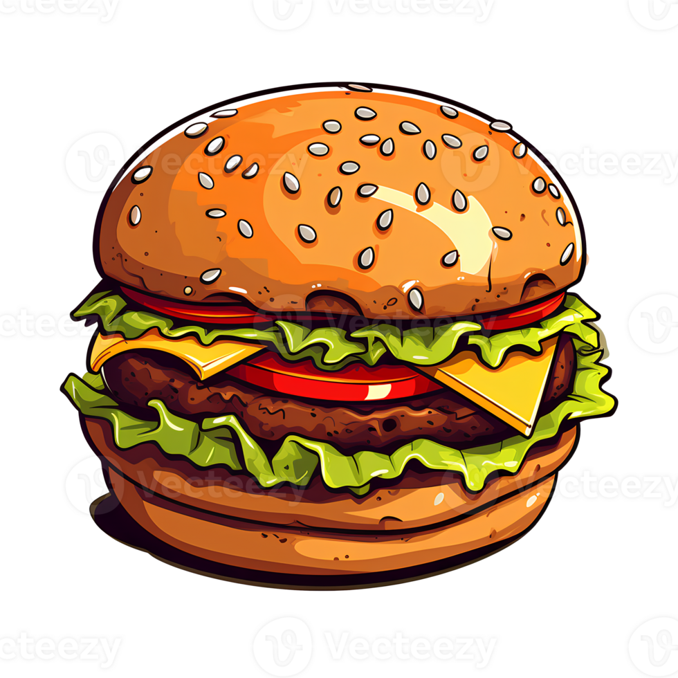 une Hamburger avec fromage et salade sur il, HD png image ai génératif