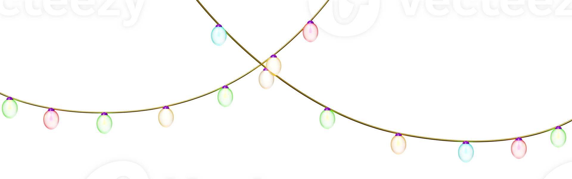 merry christmas and happy new year with glass transparent lamp garlands, decorative ball, party banner, 3d render illustration png