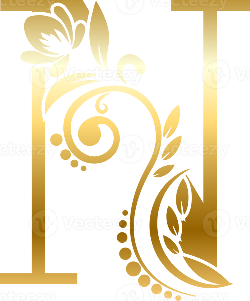 Gold Letter N png