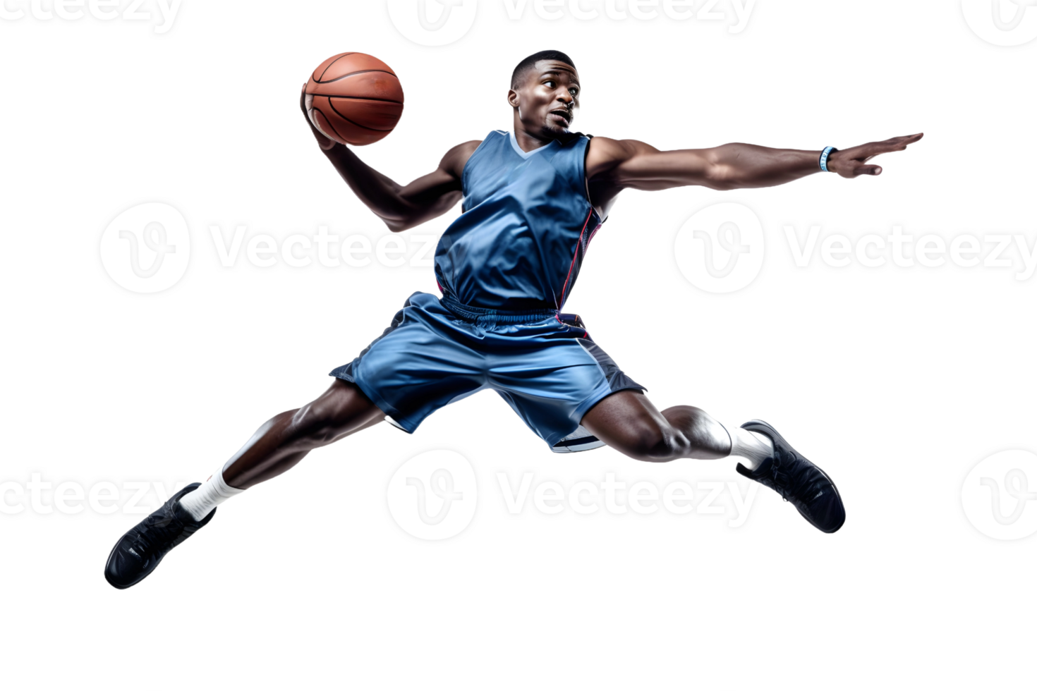 basketball player with ball ready to perform a slam dunk. AI Generative png