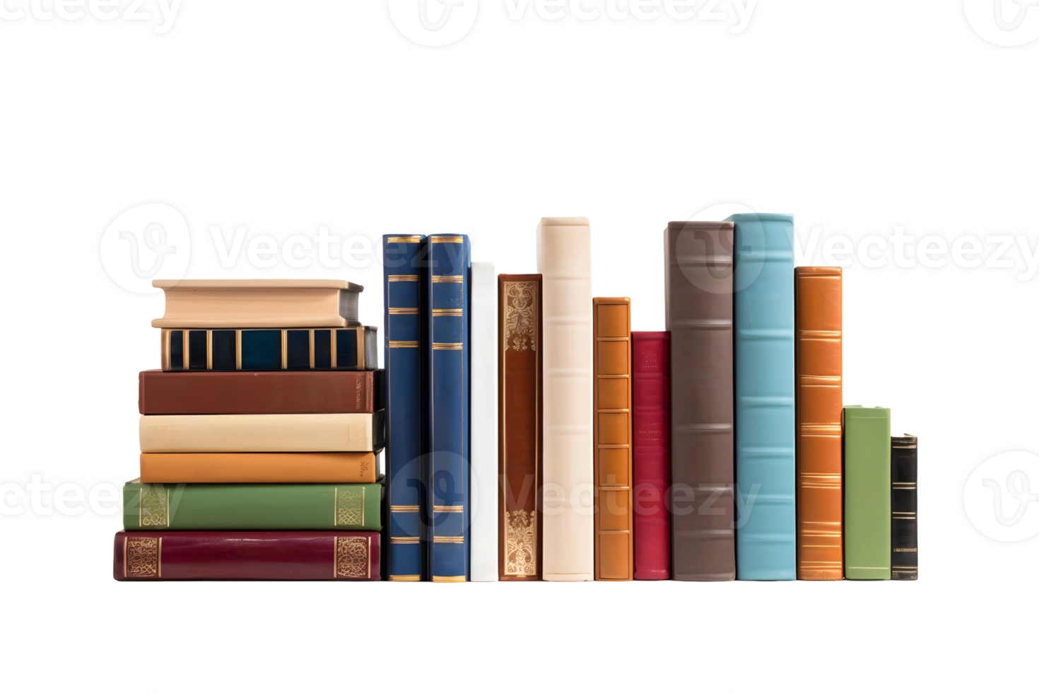 Stack of colored books. AI Generative png