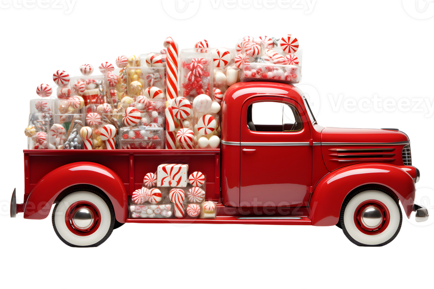 Clásico Navidad coche lleno de dulces. ai generativo png