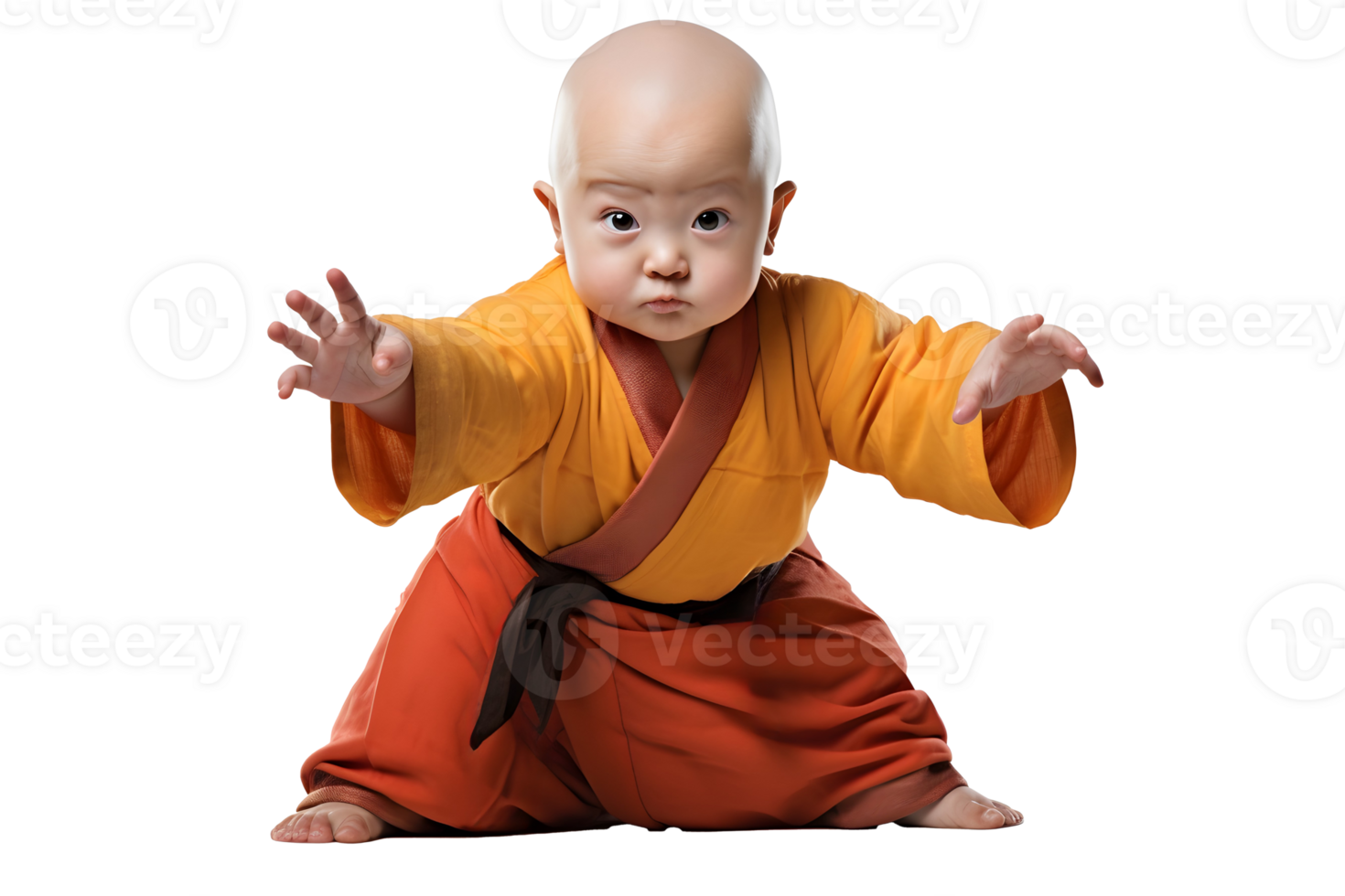 un muy joven Shaolin kung fu monje posando me gusta profesional. ai generativo png