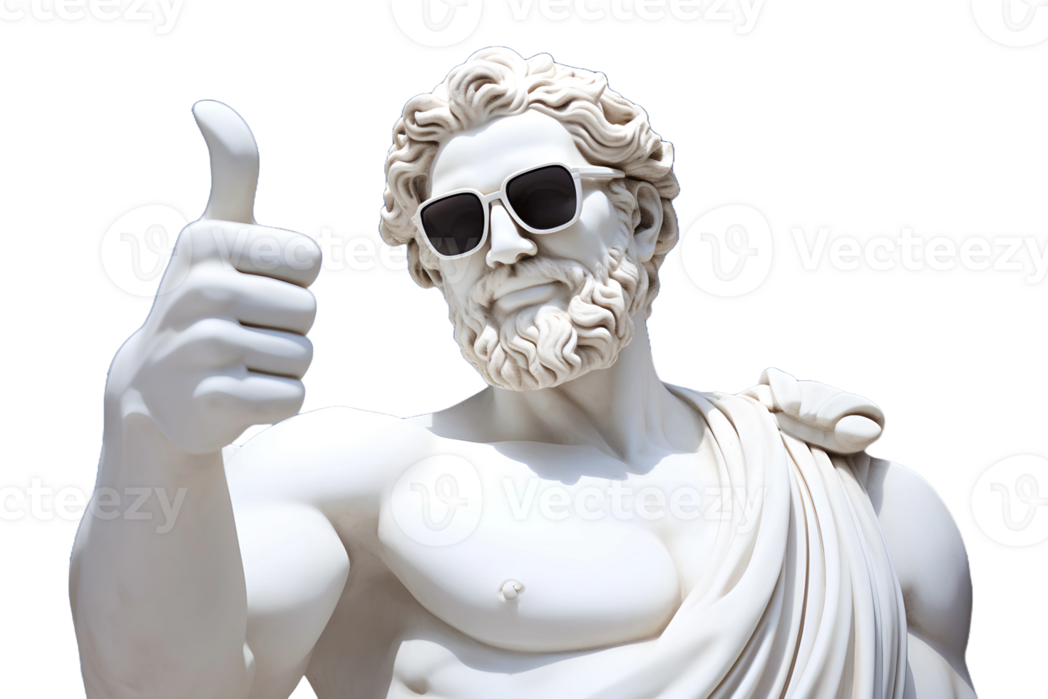 AI Generative a Greek God statue with sunglasses making thumbs up png