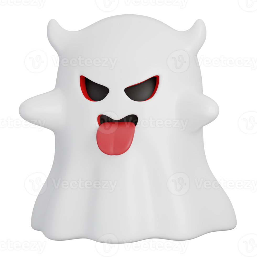 Funny Halloween Cartoon Character Ghost isolated. 3d Render Illustration png