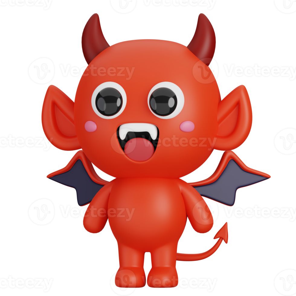 komisch Halloween Karikatur Charakter rot Teufel isoliert. 3d machen Illustration png
