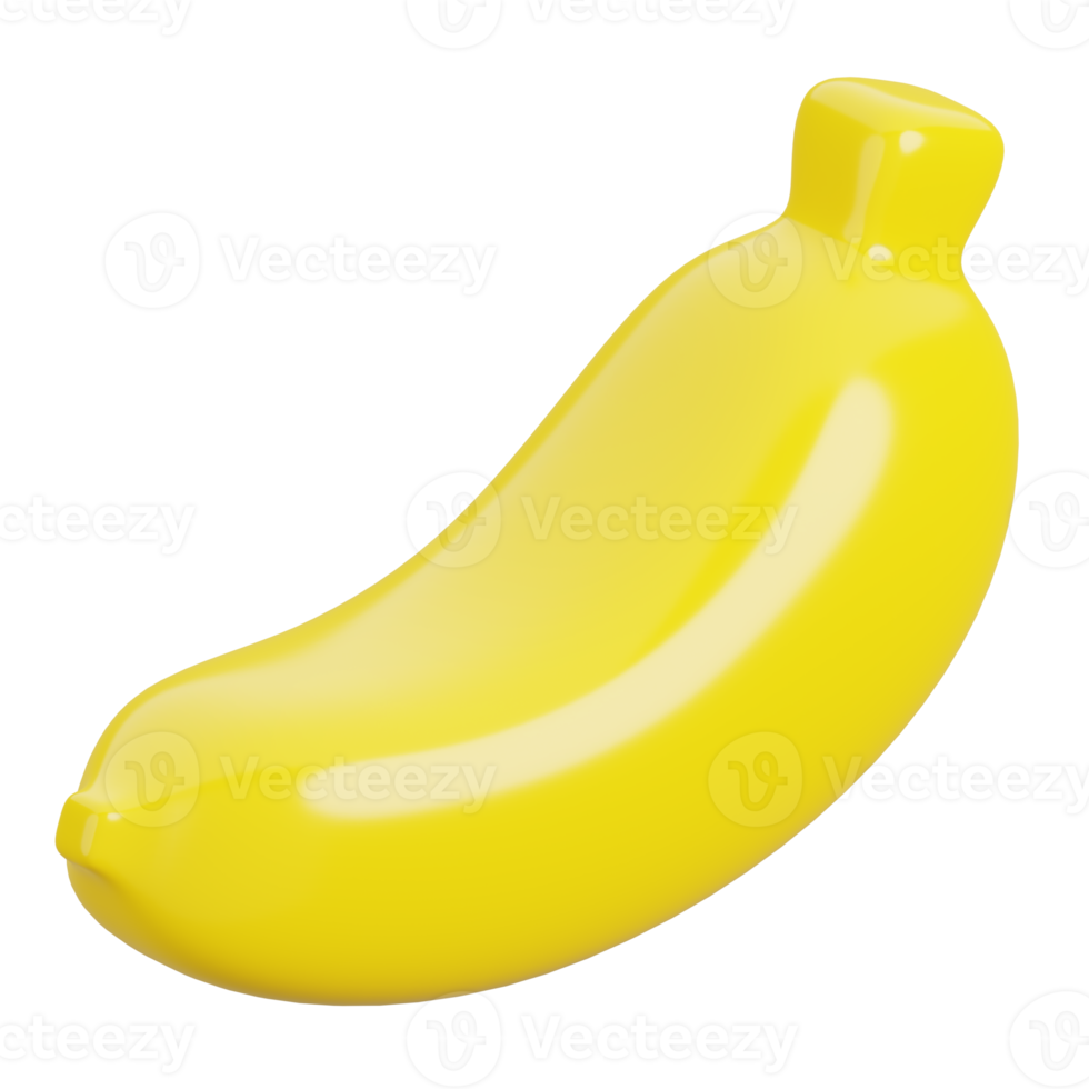 Banana isolated. Cartoon fruits icon. 3d render illustration. png