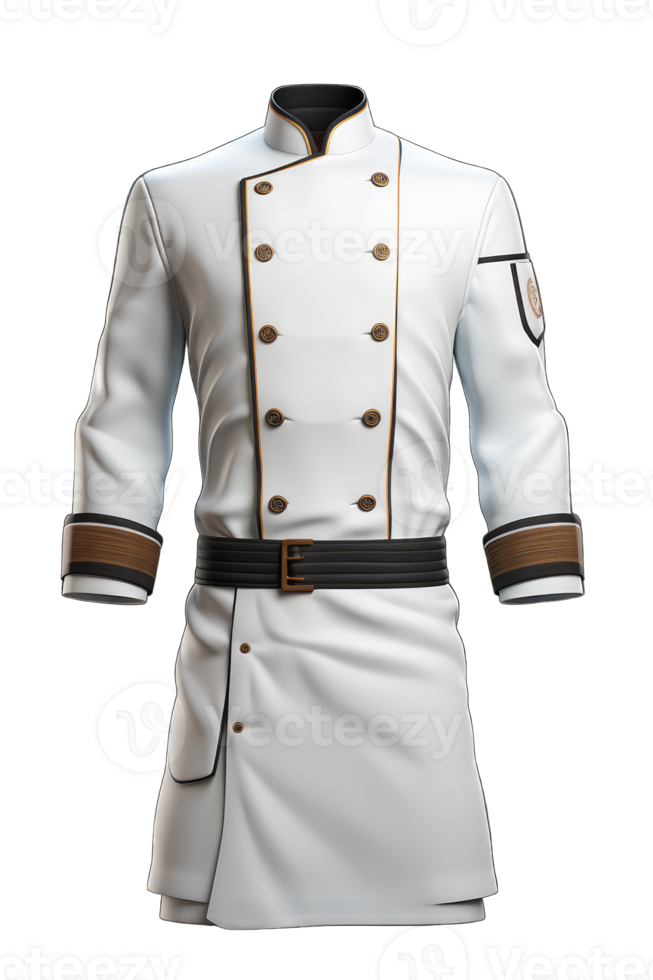 Chef jacket mockup, front view, 3d rendering, isolated transparent background, AI Generated png