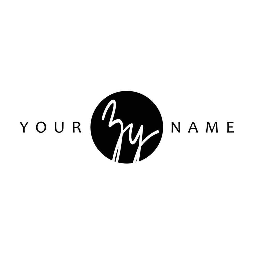 ZY Initial Handwriting In Circle Frame Template Design vector