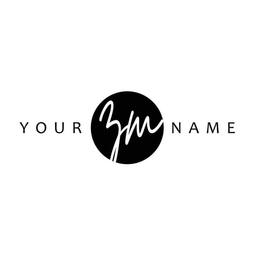 ZM Initial Handwriting In Circle Frame Template Design vector