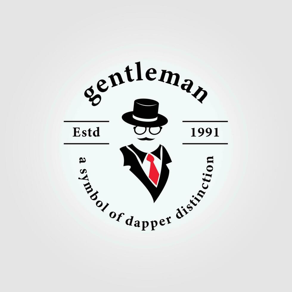 retro vintage badge man logo, businessman vector icon illustration design with glasses