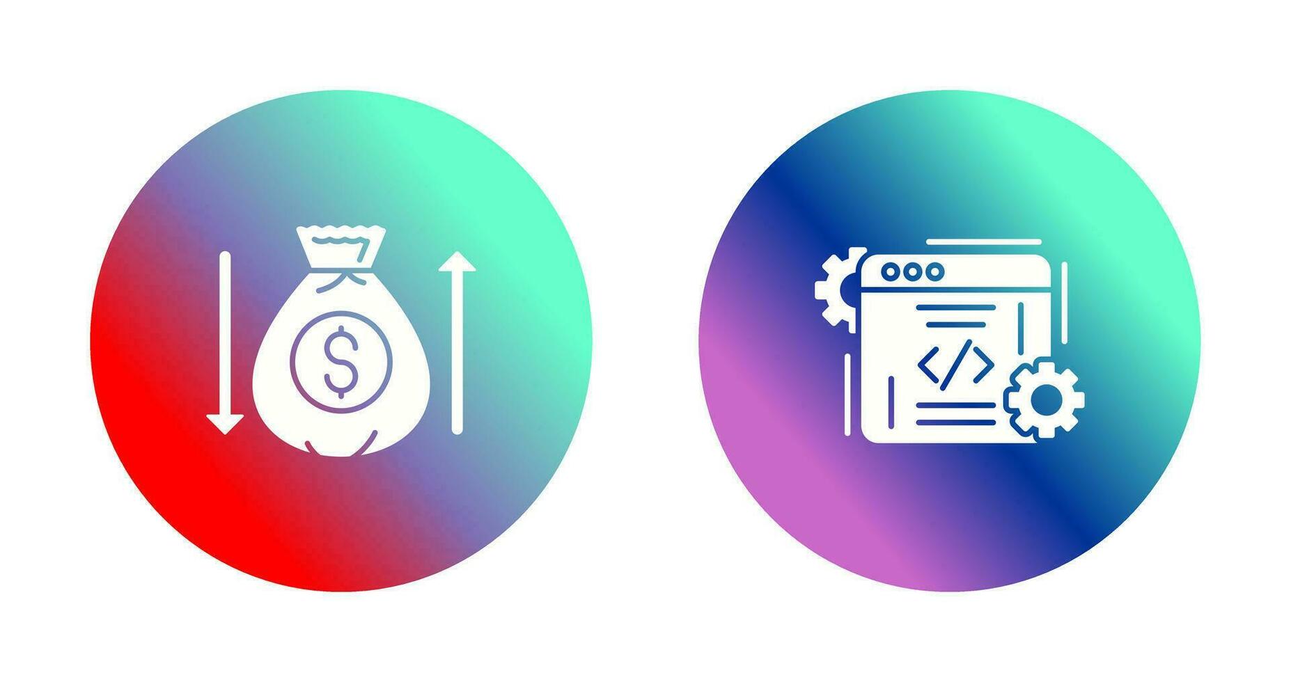 dinero bolso y codificación icono vector