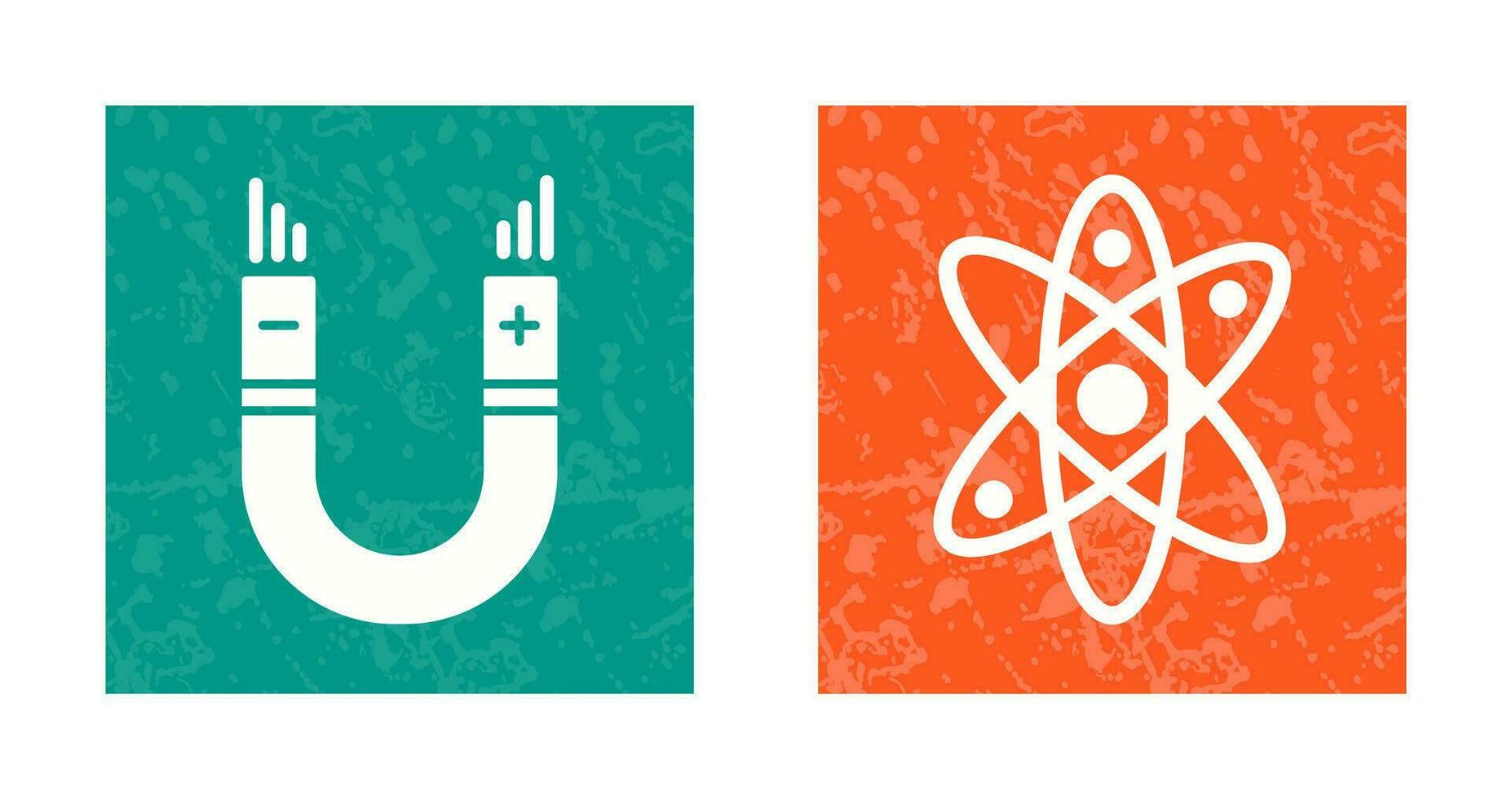 átomo y imán, atracción icono vector