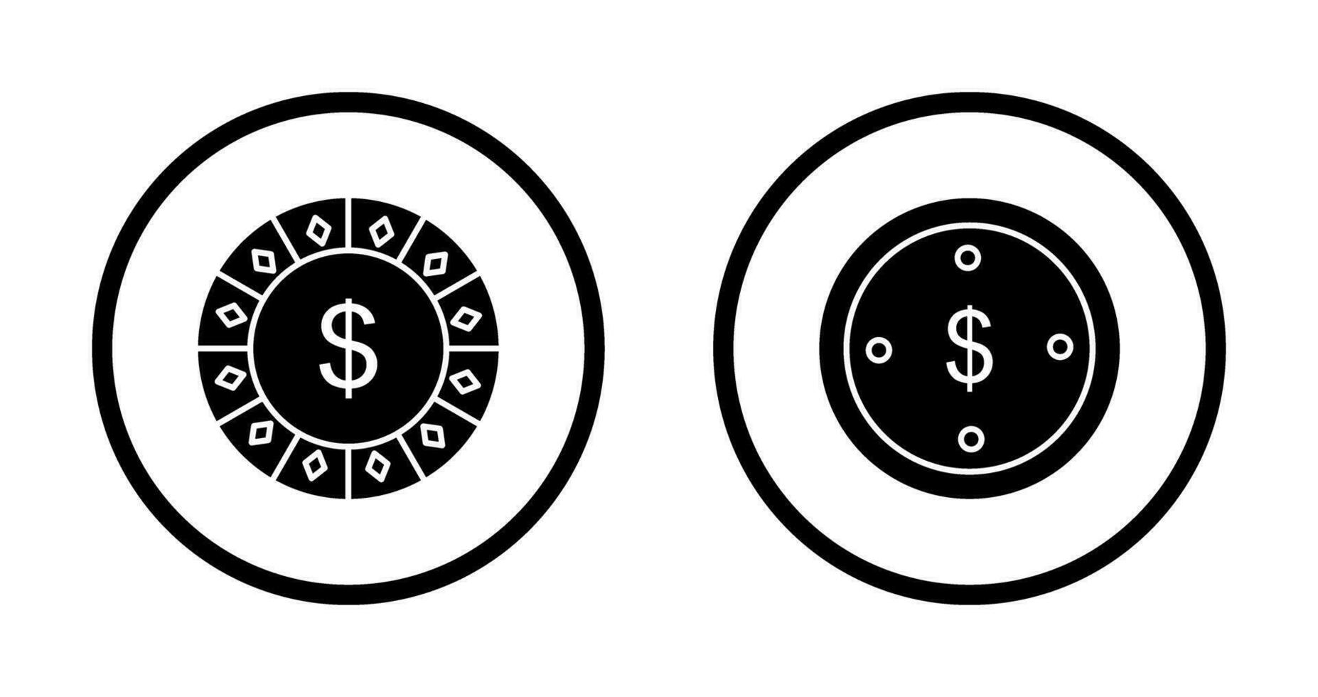 dollar chip and dolllar coin Icon vector