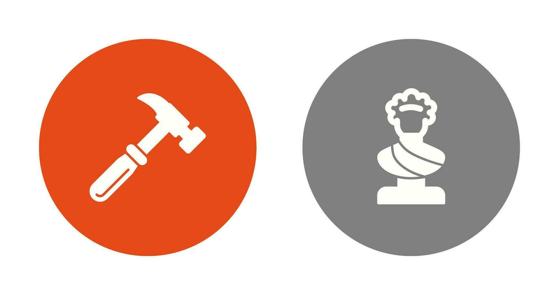 martillo y estatua icono vector