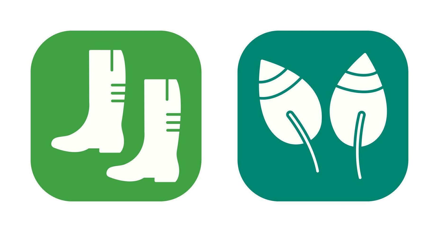 jardinería botas y hojas icono vector