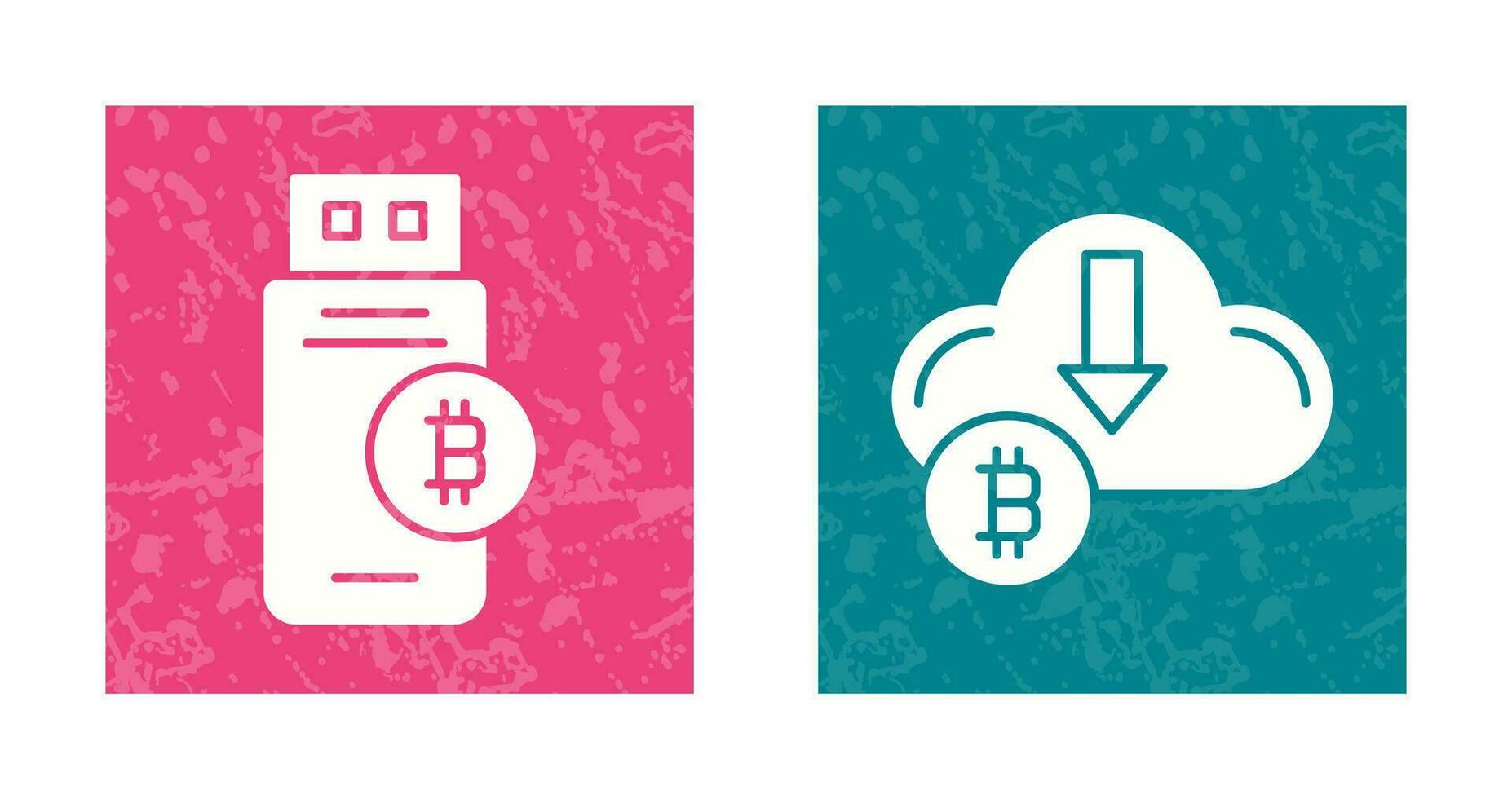 bitcoin USB dispositivo y abajo flecha icono vector