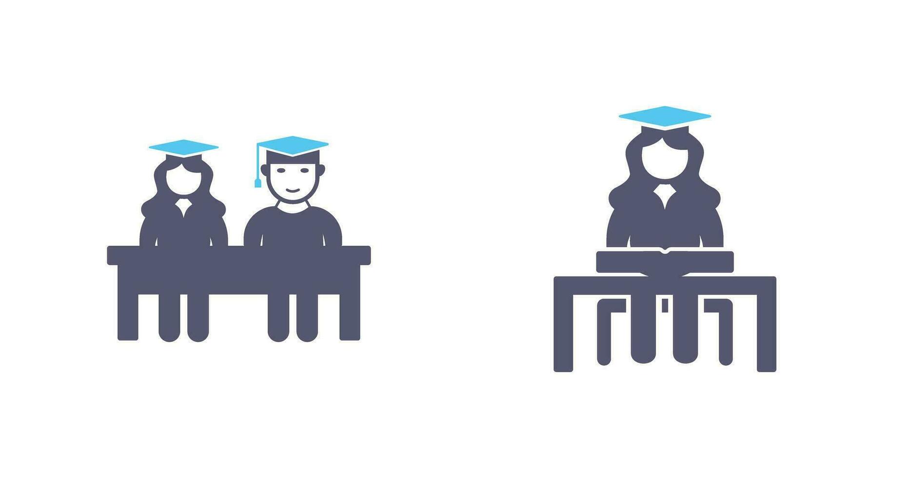 Students Sitting and Female Student Icon vector