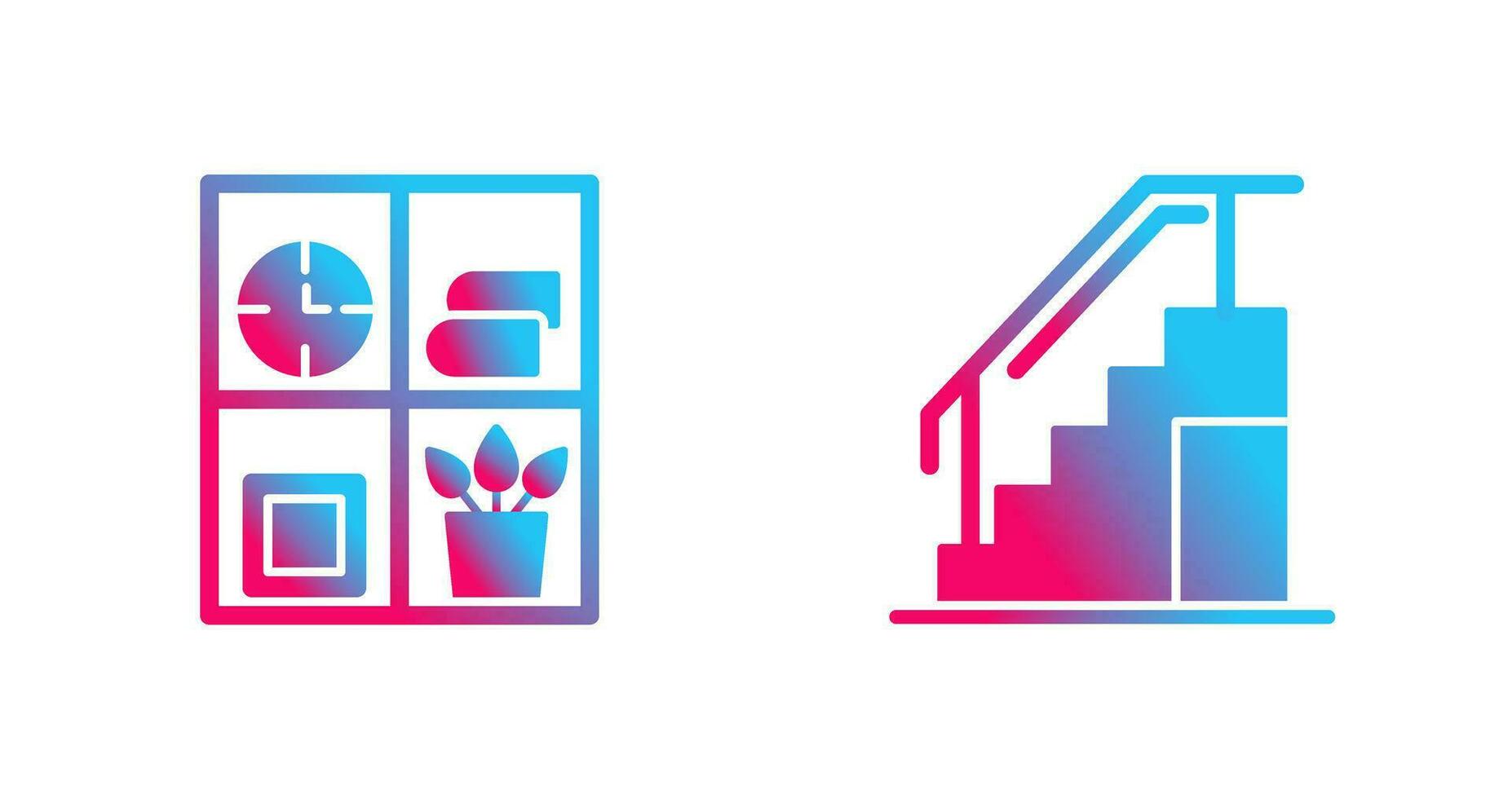 Bookshelf and Stairs Icon vector