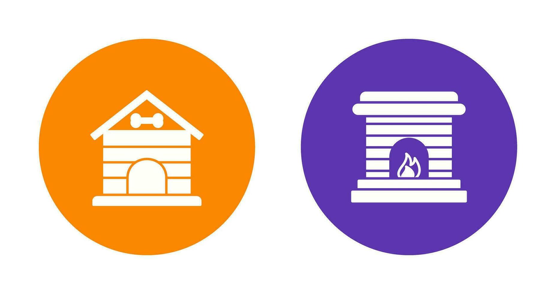 Dog House and Fireplace Icon vector