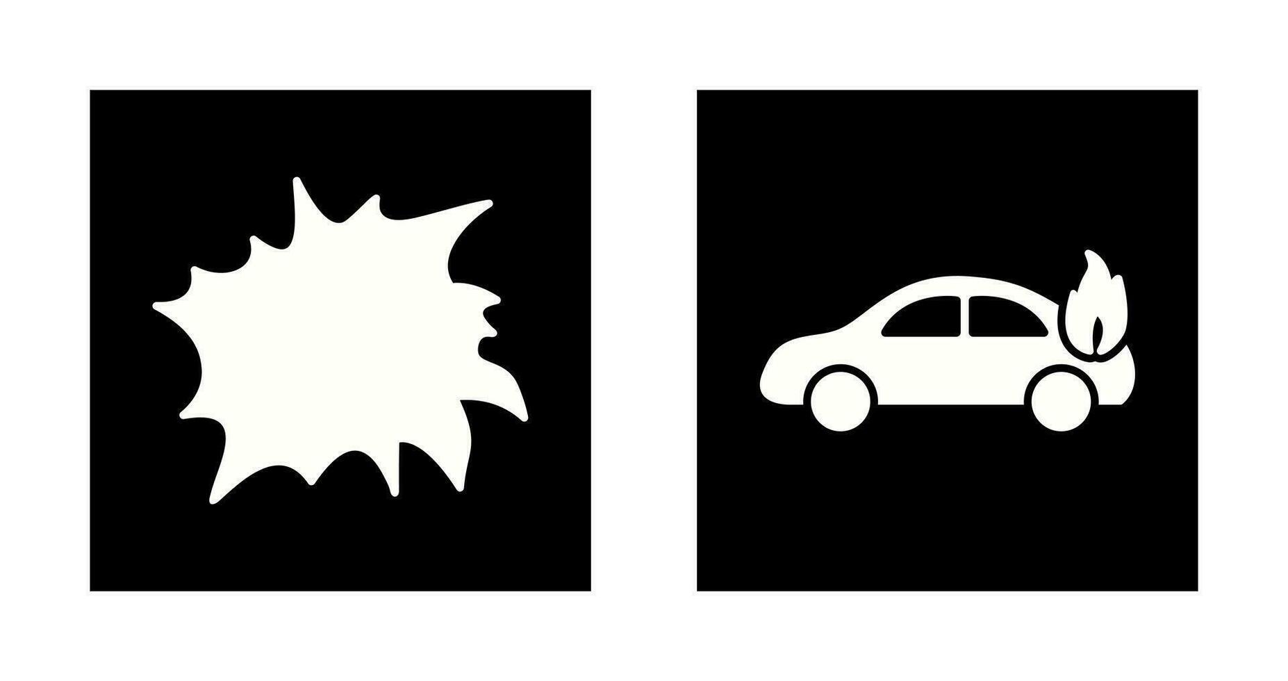 explosion and car on fire  Icon vector