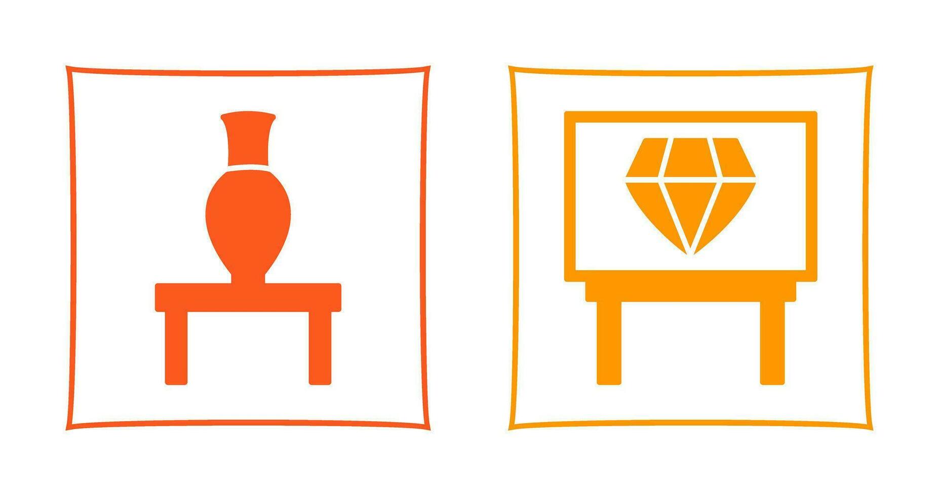 Vase Exhibit and Diamond Exhibit Icon vector