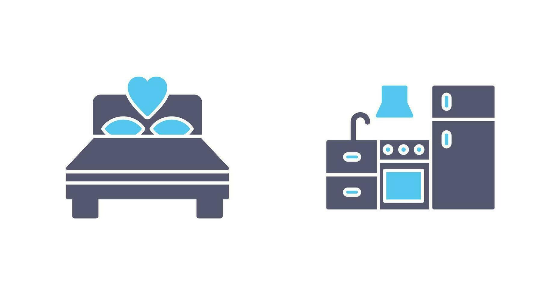 Bedroom and Kitchen Icon vector