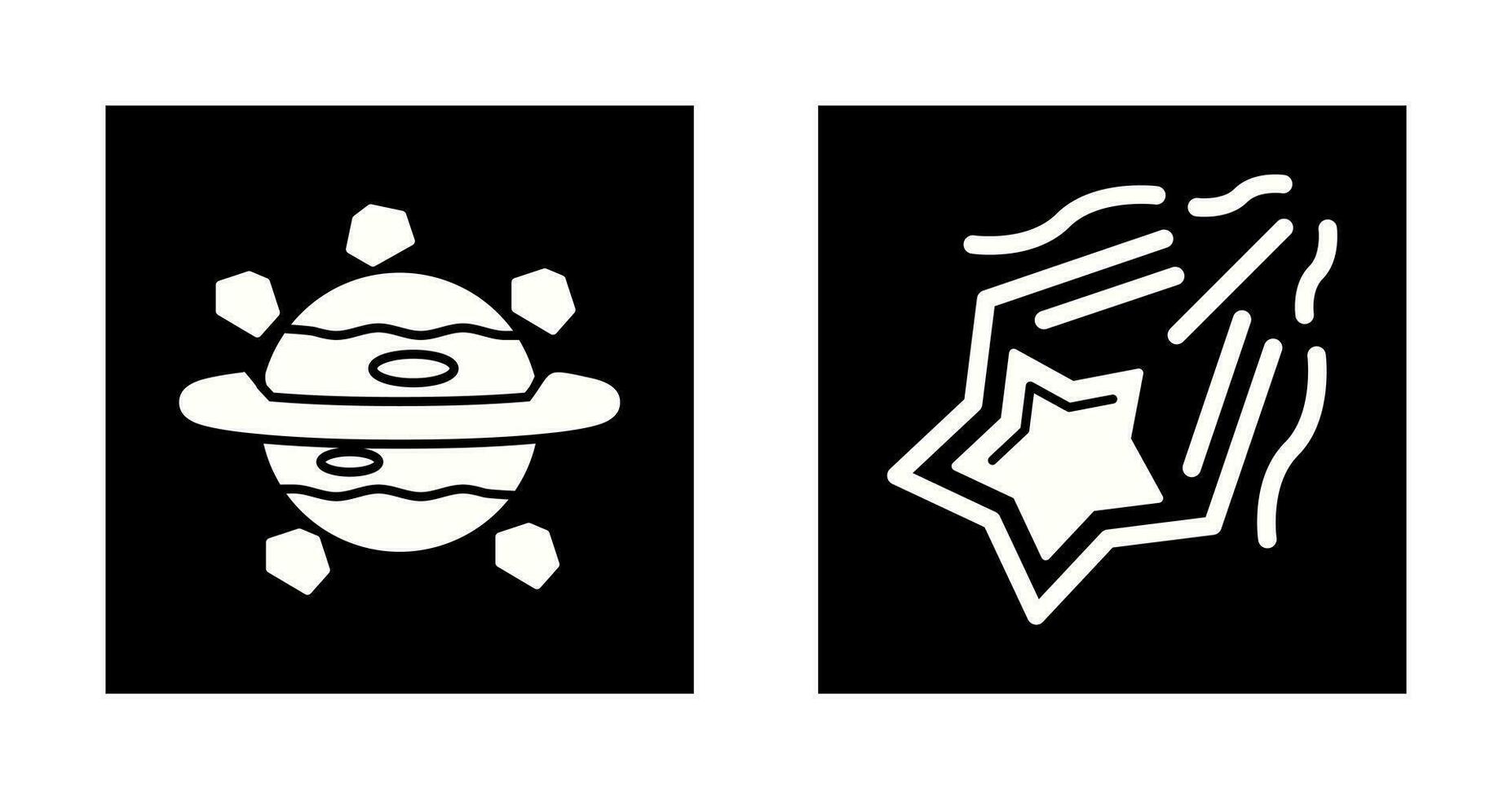 Saturno y disparo estrella icono vector