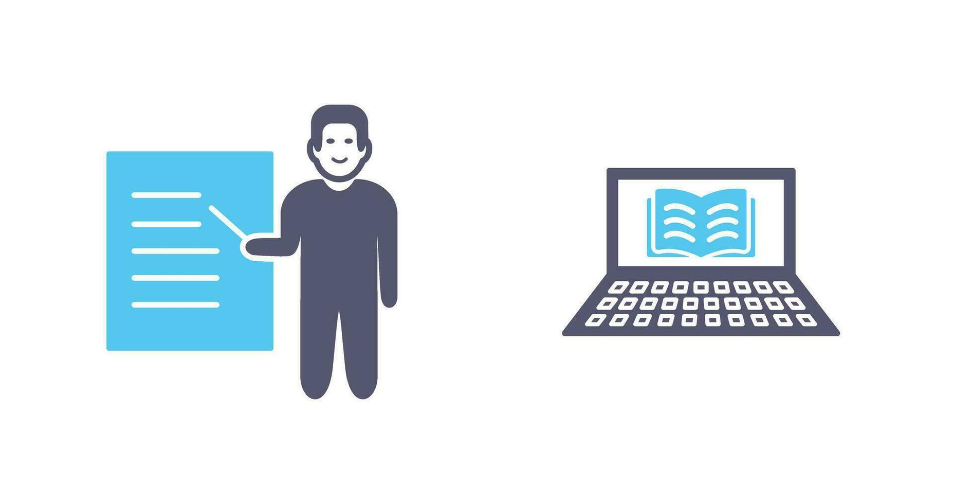 Online Books and Male Presenter Icon vector