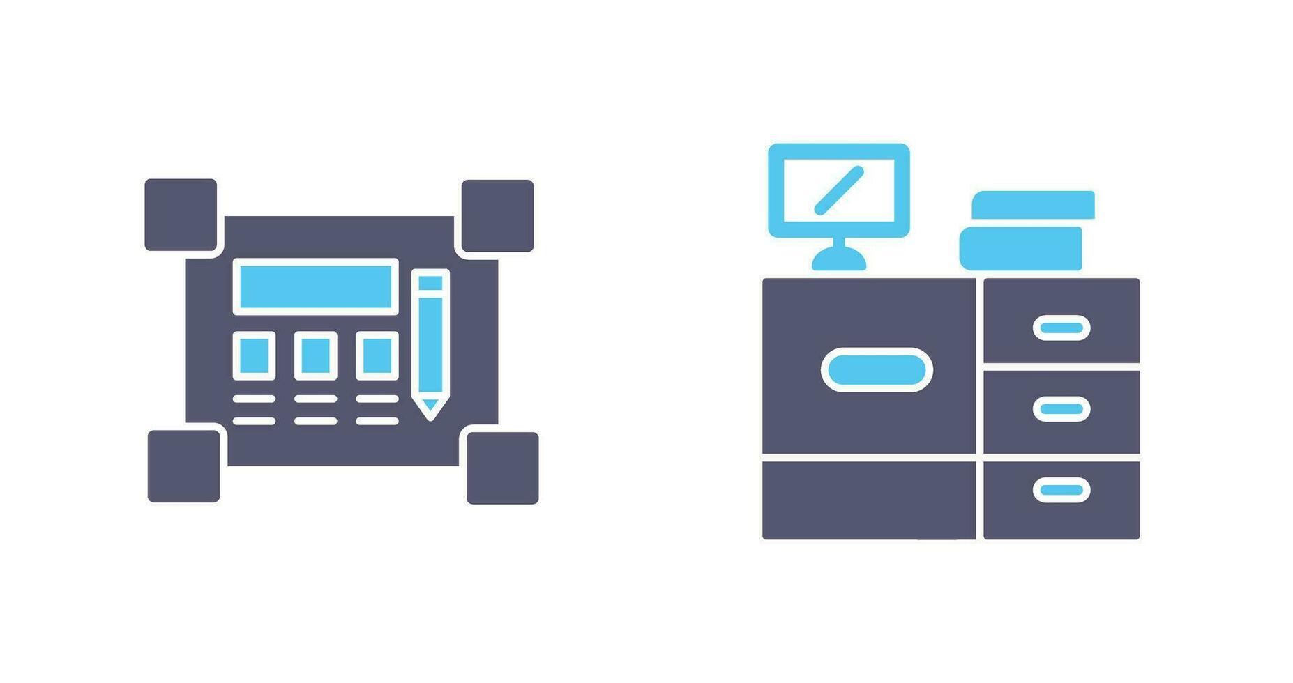 Blueprint and Desk Icon vector