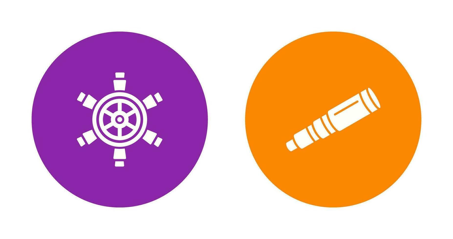 Ship Wheel and Binocular Icon vector