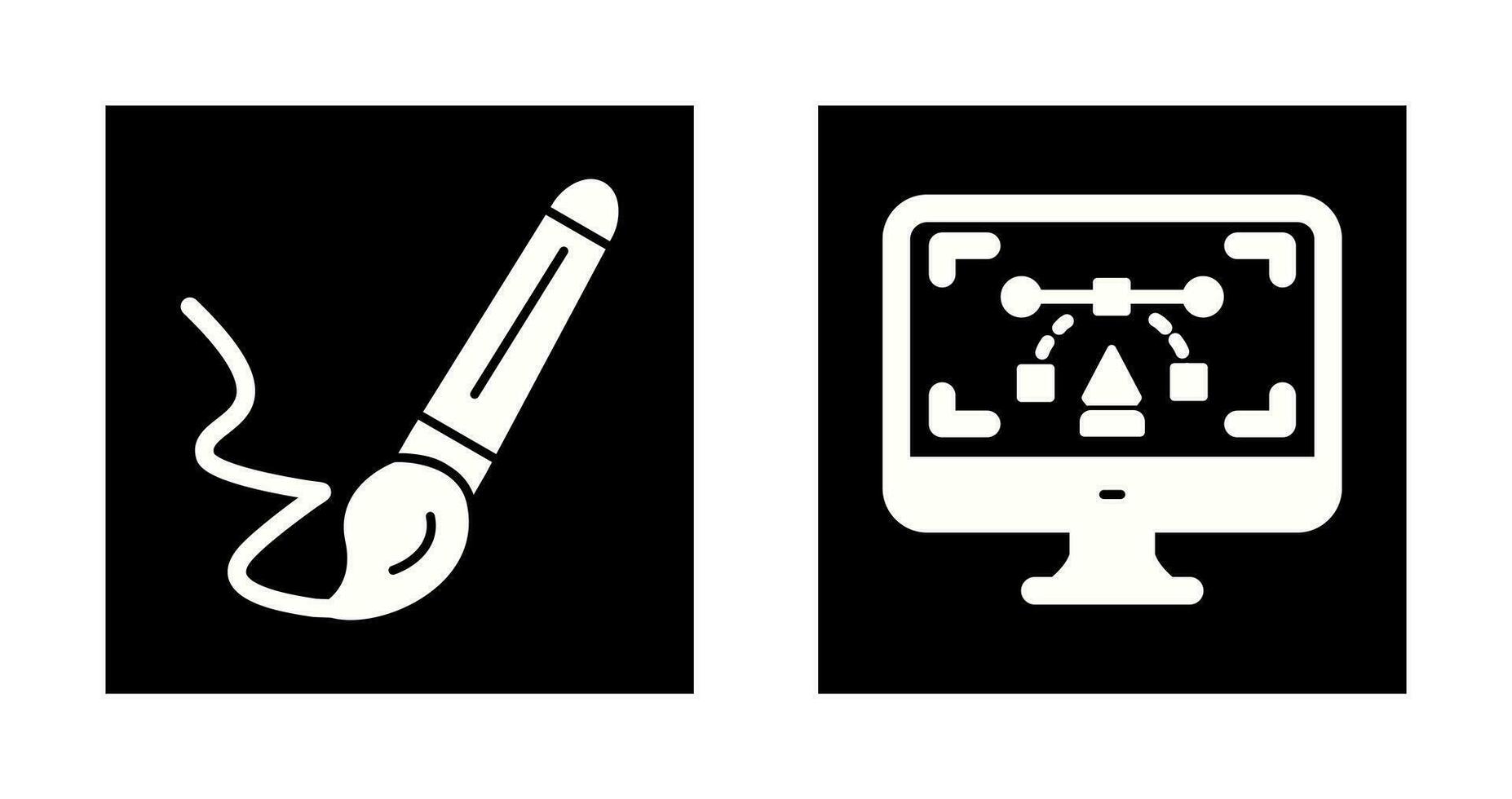 paint brush and desktop Icon vector