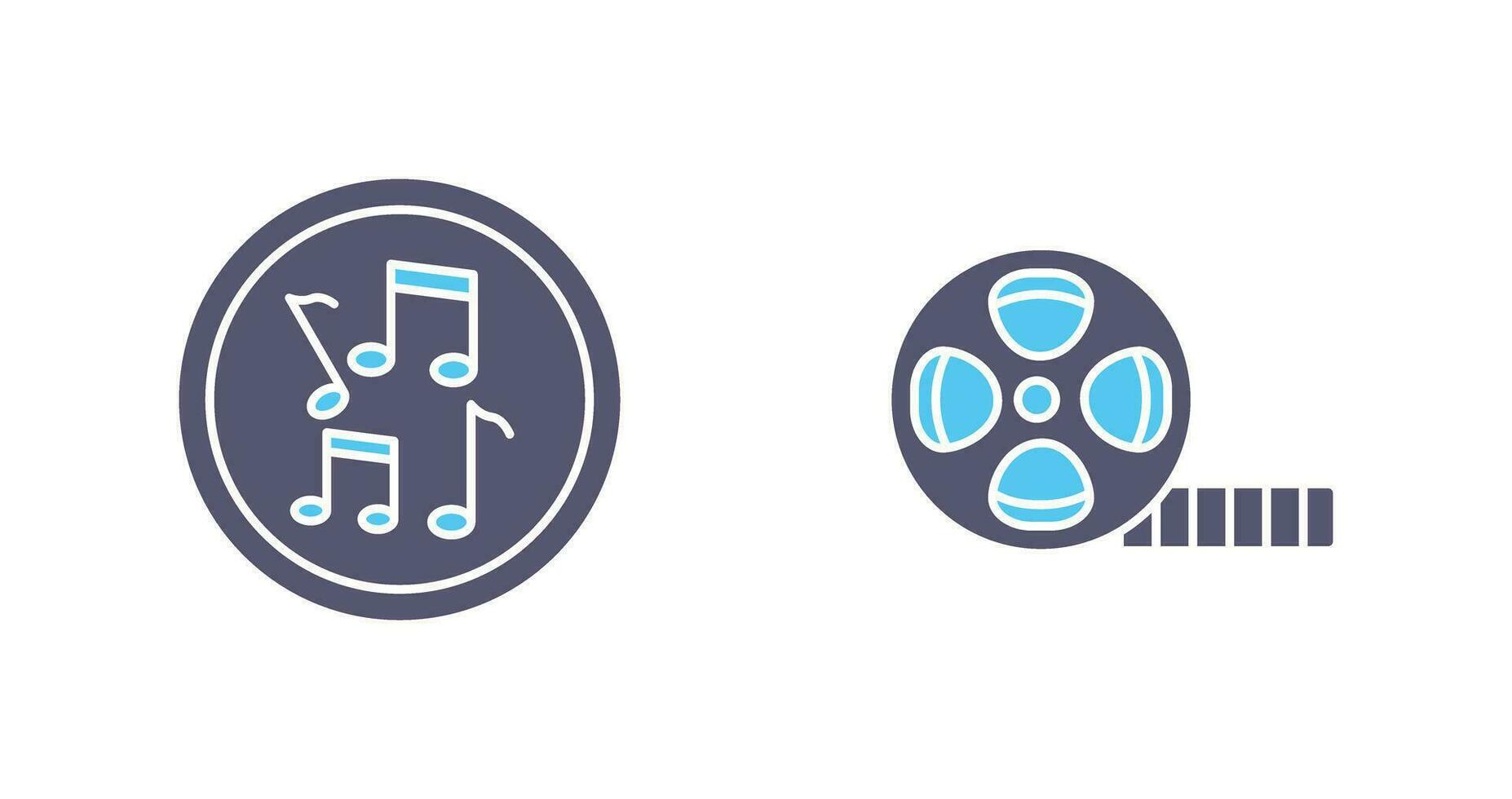 Musical Notes AND Film Reel Icon vector