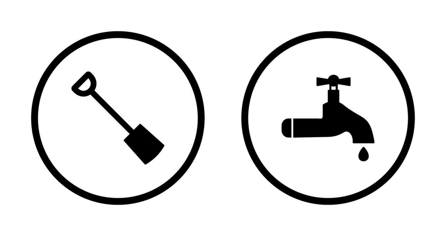 Hand Shovel and Water Tap Icon vector