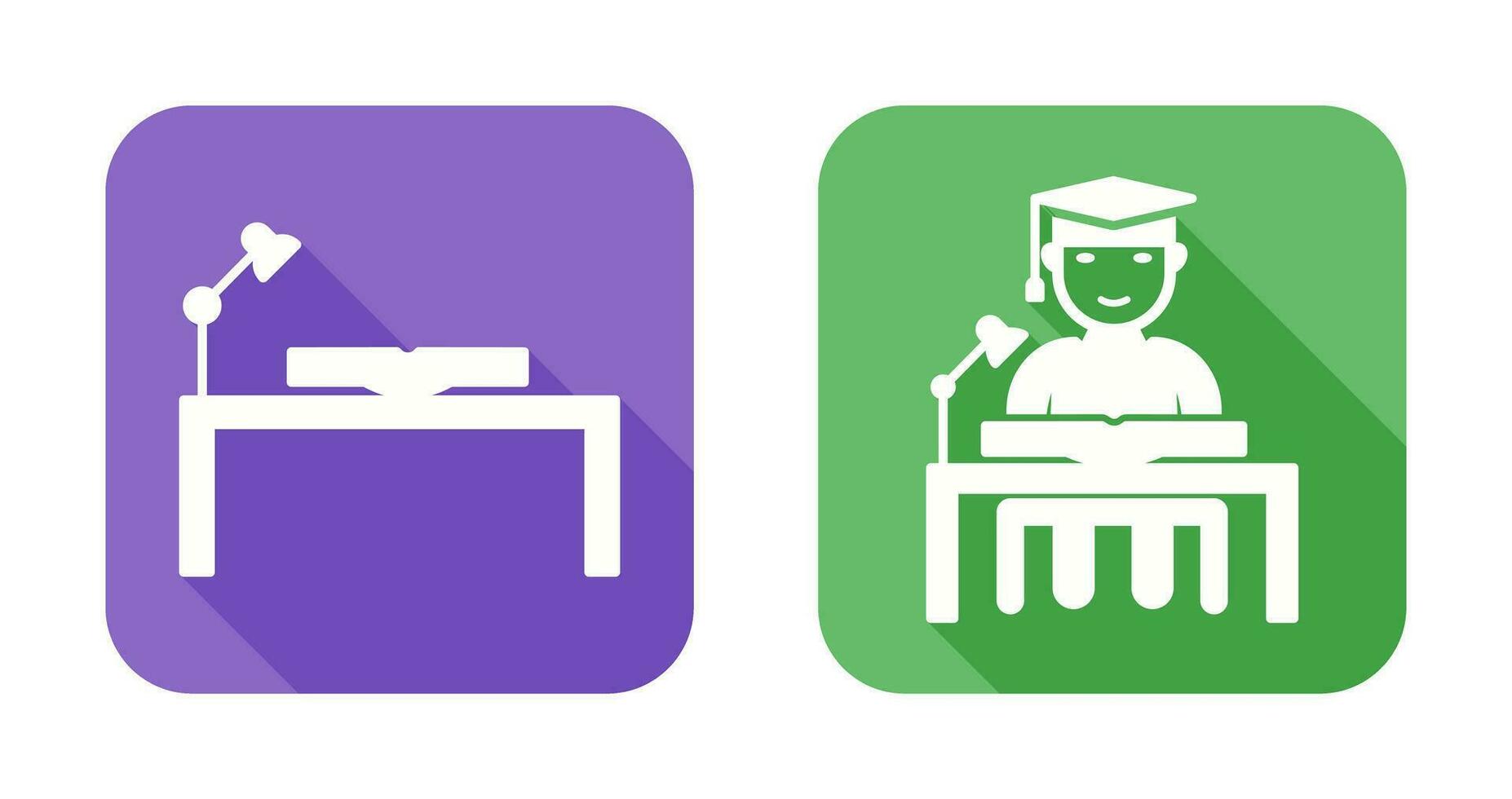 study desk and studying on desk  Icon vector