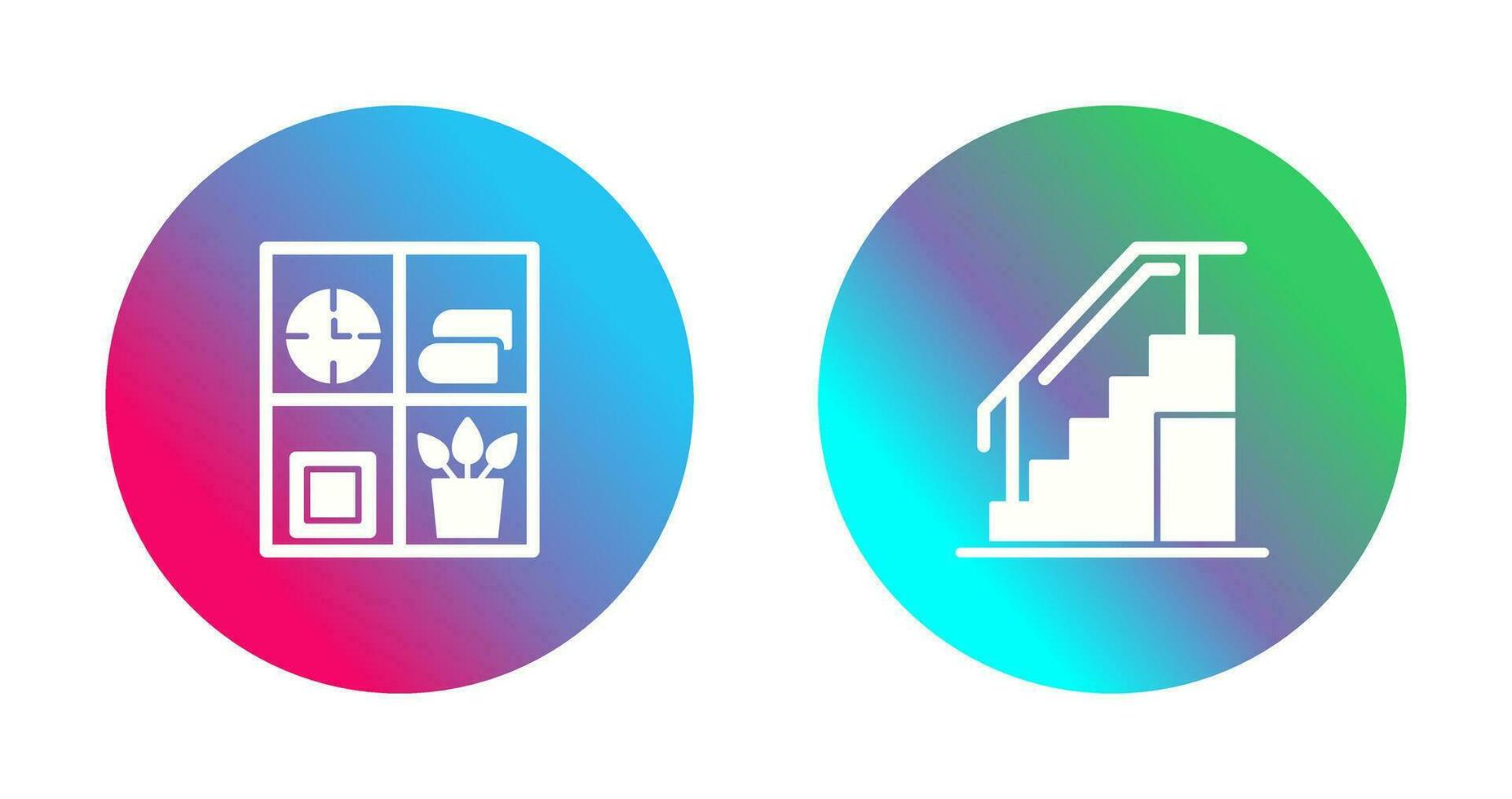 Bookshelf and Stairs Icon vector