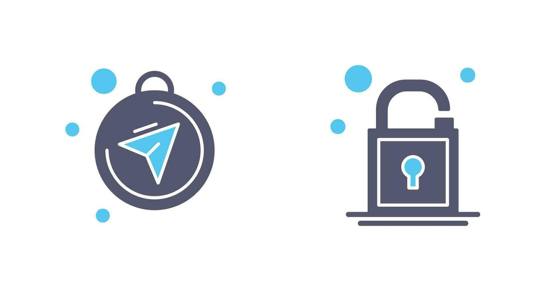 Compass and Open Lock Icon vector