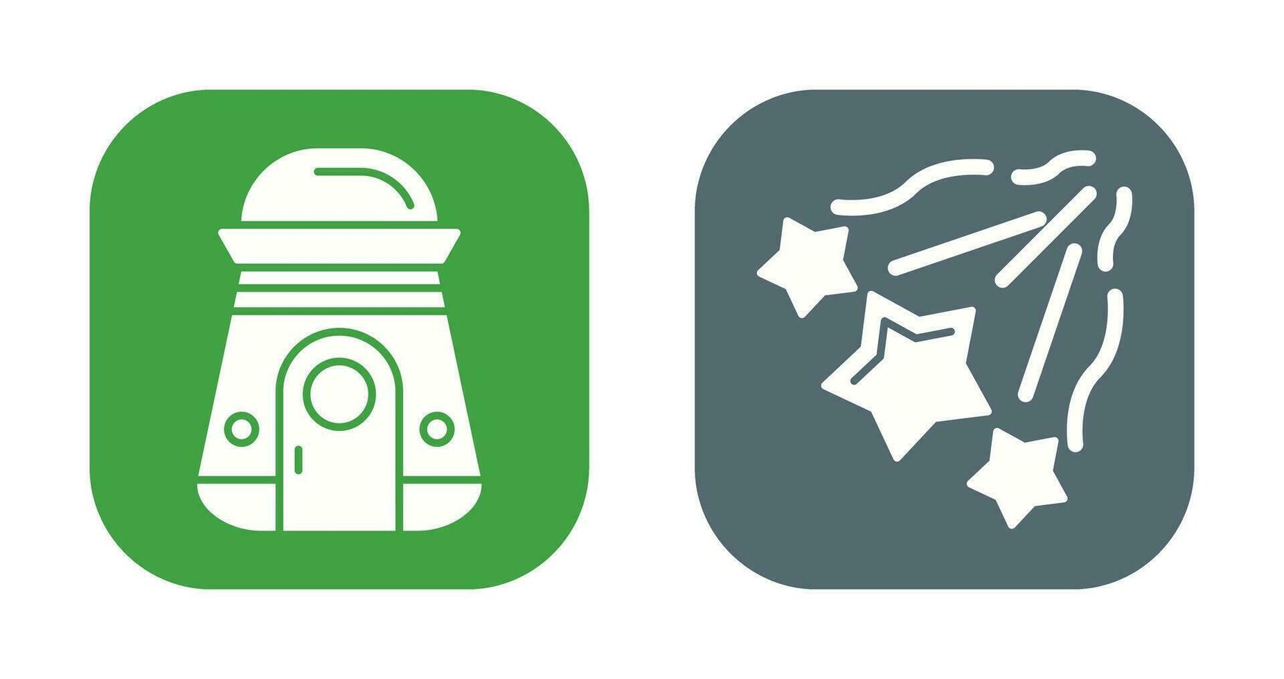 space capsule And falling stars Icon vector
